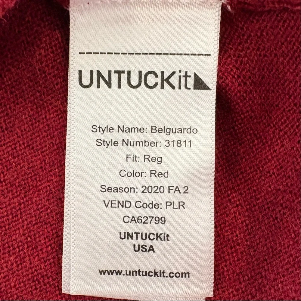 UNTUCKit 'Belguardo' Red 100% Extra Fine Merino Wool 1/4 Zip Sweater Men XL - Picture 10 of 12